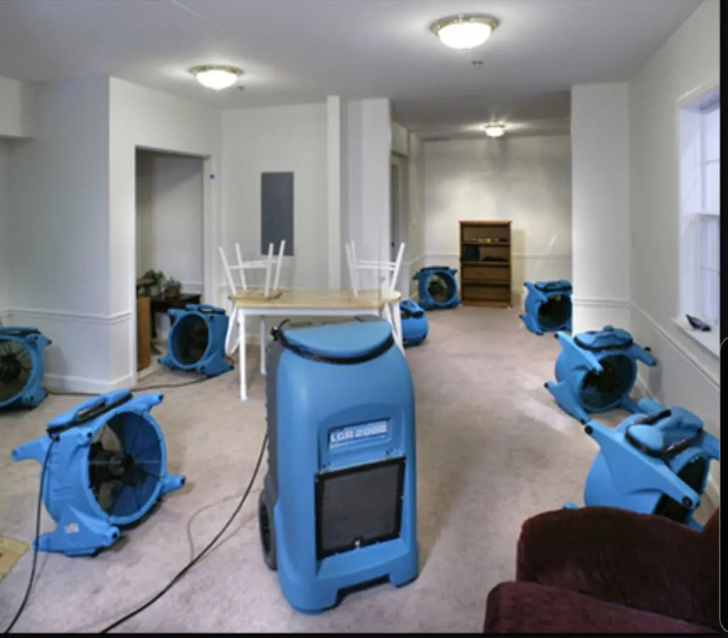 Air movers and dehumidifier setup for Water Extraction & Removal in Mount Horeb